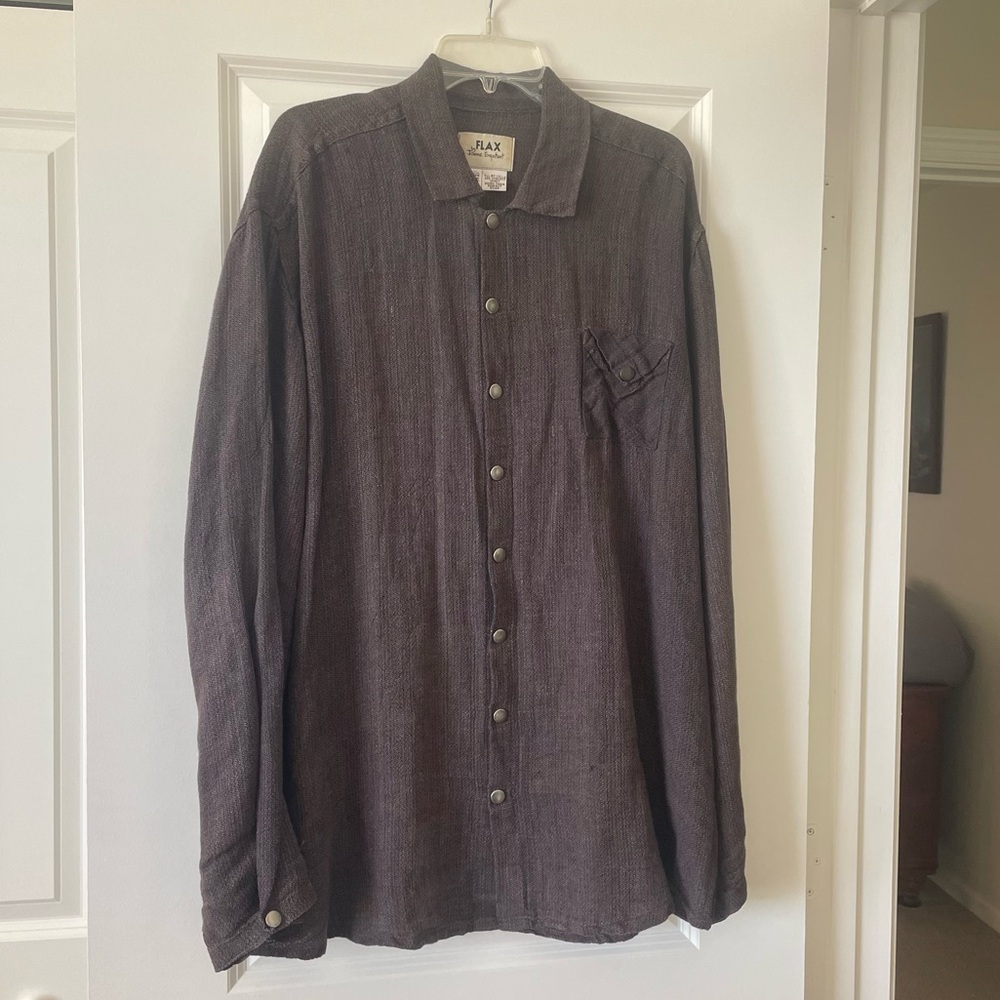 Flax Vintage Linen Tunic Long Sleeve Shirt